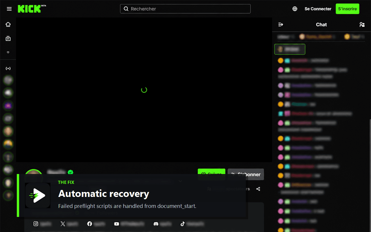 Kick video player stuck loading
